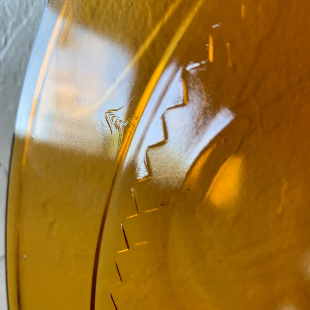 Vintage Indiana Glass – 13" Kings Crown Thumbprint Amber Plate - Picture 13 of 16